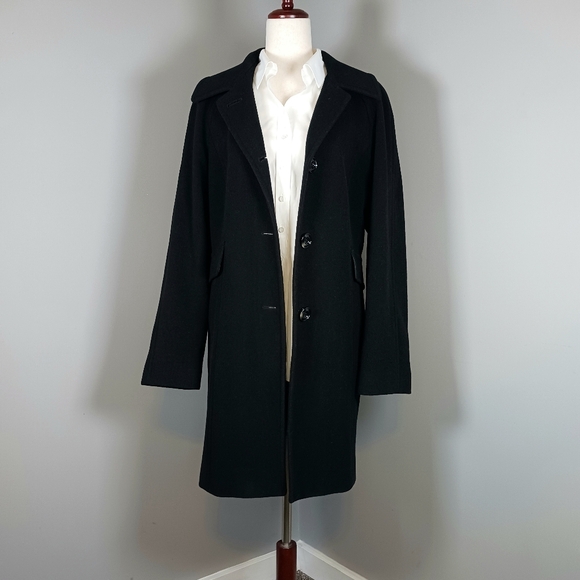 LONDON FOG Wool Peacoat Long Dark Academia Fully Lined Black Size XL - Picture 10 of 12